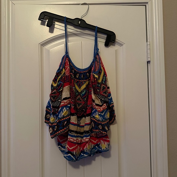 Flying Tomato Tops - Flying Tomato Multicolor Boho Spaghetti Strap Top Size S